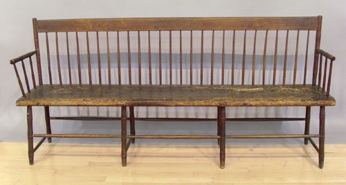 Pennsylvania rodback windsor settee, ca. 1825, 33: Pennsylvania rodback windsor settee, ca. 1825, 33 1/2'' h. x 72'' l.