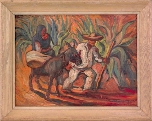 Otto Rothenburgh (American, 1893-1992), oil on : Otto Rothenburgh (American, 1893-1992), oil on board titled Taxco, signed lower right and dated 1934, 18'' x 24''.
