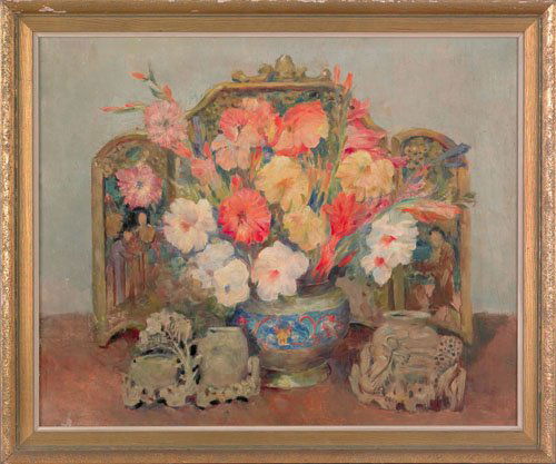 Arthur Ernst Becher (American, 1877-1960), two: Arthur Ernst Becher (American, 1877-1960), two oil on panel still lifes, one signed, 19 1/2'' x 23 3/4'' and 20'' x 16''.
