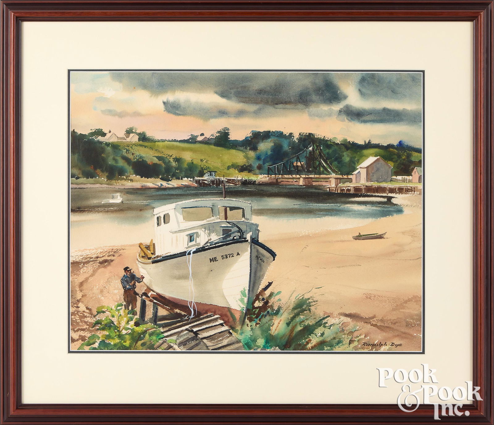 Ranulph Bye watercolor beach Thomaston ME: Ranulph Bye (American 1916-2003), watercolor On the Beach, Thomaston Maine, signed lower right, 18'' x 23''. Provenance: Pook & Pook, October 03, 2015, lot 19.