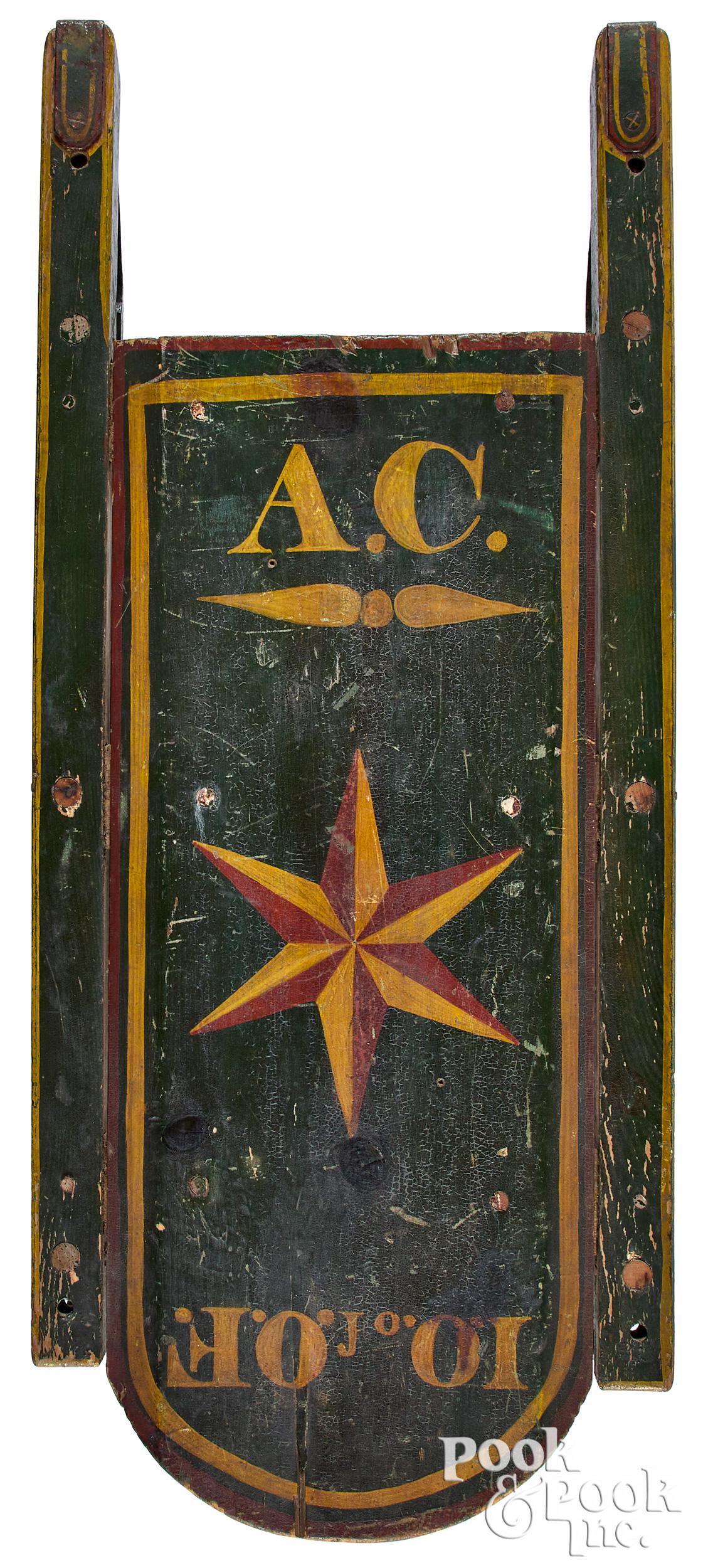 Odd fellows theme painted sled star (1 of 2)