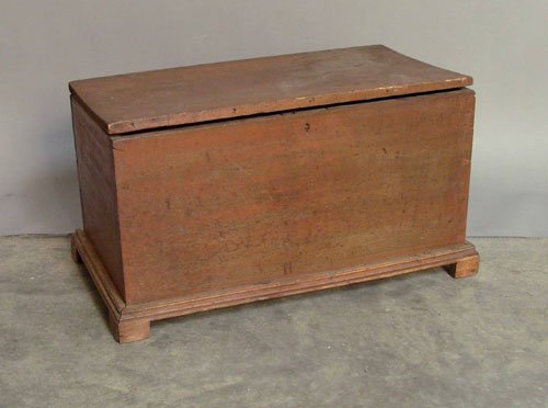 Pennsylvania red painted lock box, 19th c., 13 1/