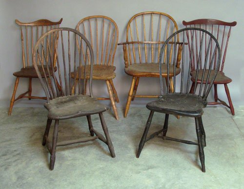 Six Pennsylvania windsor chairs, late 18th c./ear: Six Pennsylvania windsor chairs, late 18th c./early 19th c.