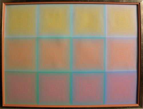 Richard Anuszkiewicz (American, b. 1930), color s: Richard Anuszkiewicz (American, b. 1930), color screenprint, 25 1/4'' x 19 1/4''.