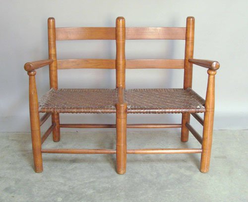 Shaker style two seat settee.: Shaker style two seat settee.