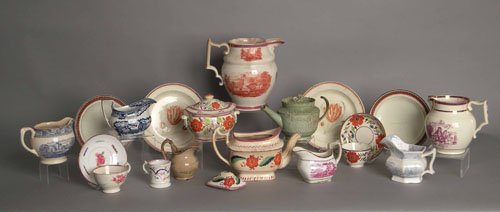 Group of creamware and Staffordshire, 19th c.: Group of creamware and Staffordshire, 19th c.