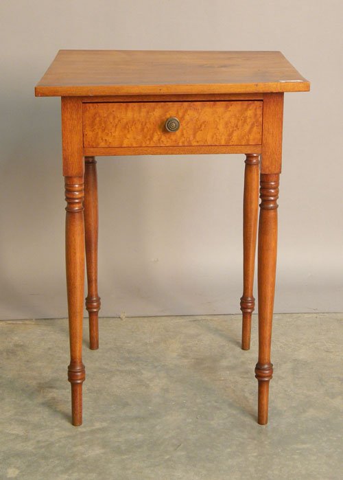 Sheraton maple and birch one drawer stand, 19th c: Sheraton maple and birch one drawer stand, 19th c., 26 1/2'' h., 19'' w.