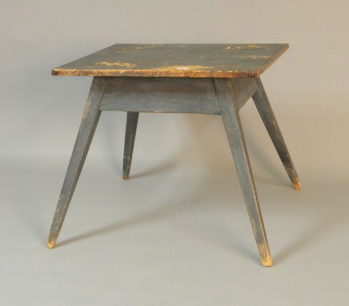Blue painted splay leg stand, 20th c., 24'' h., 28: Blue painted splay leg stand, 20th c., 24'' h., 28'' w., 22 3/4'' d.