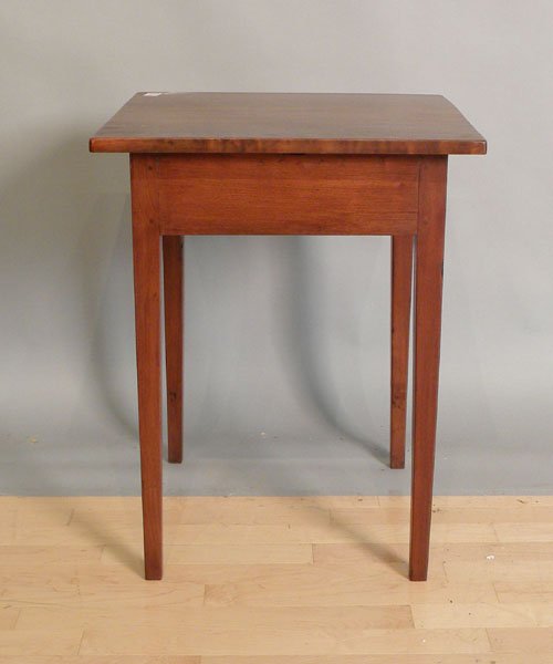 Sheraton walnut work stand, 19th c., together wit: Sheraton walnut work stand, 19th c., together with a walnut end table, 29'' h., 16 1/2'' w. and 28'' h., 21'' w.