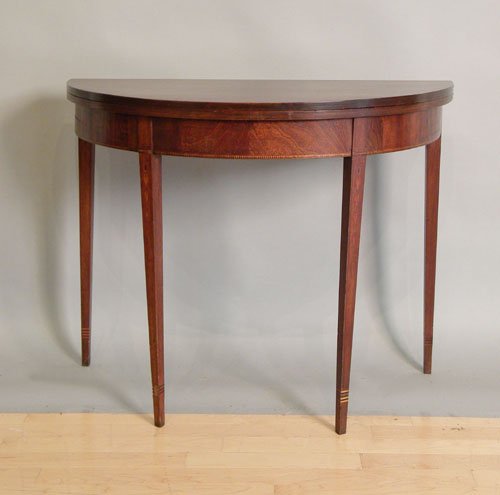 Hepplewhite style inlaid card table, 29 1/2'' h., : Hepplewhite style inlaid card table, 29 1/2'' h., 36'' w.