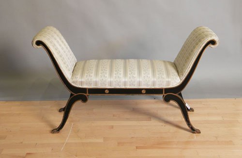 Empire style window seat together with a pair of: Empire style window seat together with a pair of chairs.