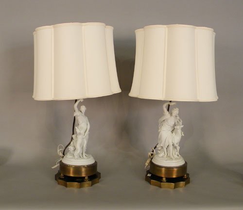 Pair of parian table lamps.: Pair of parian table lamps.