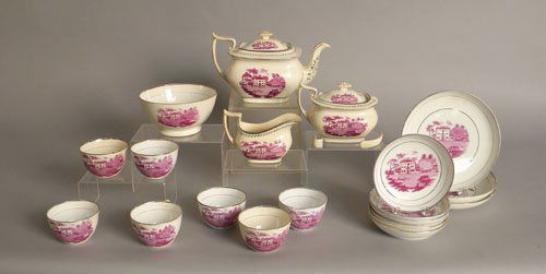 Assembled creamware tea service, 19th c.: Assembled creamware tea service, 19th c.