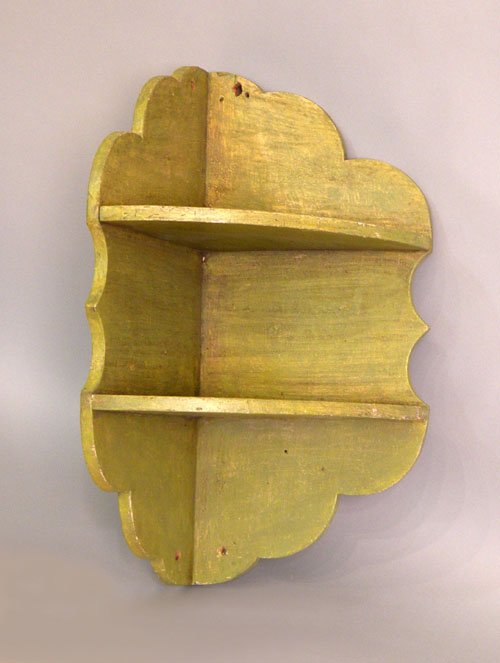 Green painted hanging cupboard, early 20th c., 24