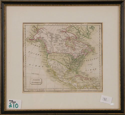 Engraved map of the Ancient World, pub. 1813 by S: Engraved map of the Ancient World, pub. 1813 by S. Etheridge, Charlestown, Massachusetts, 17'' x 16'', together with a map of North America, pub. 1888 by Souler, 7 3/4'' x 8 3/4''.