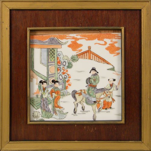 Chinese porcelain plaque, 20th c., 9'' x 9''.