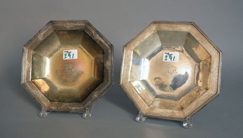 Pair of J.E. Caldwell sterling silver bowls, 1 1/