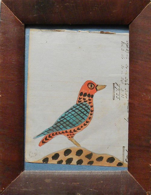 Pennsylvania watercolor fraktur, mid/late 19th c.: Pennsylvania watercolor fraktur, mid/late 19th c., 8'' x 6''.