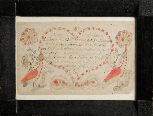 Pennsylvania ink and watercolor fraktur dated 180