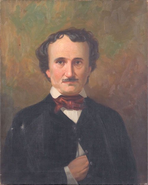Charles Alden Gray (American, 1857-1923), oil o: Charles Alden Gray (American, 1857-1923), oil on canvas portrait of Edgar Allen Poe, signed lower right, 25'' x 20''.