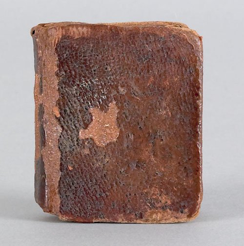 Miniature leather bound Bible, printed for Sowe: Miniature leather bound Bible, printed for Sower and Jones by Jacob Johnson and dedicated to his Excellency George Washington, Eighth Edition, 2 1/4'' x 2''.