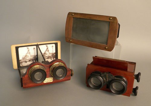 Three hand held stereoviewers, one marked Smith : Three hand held stereoviewers, one marked Smith Beck & Beck.