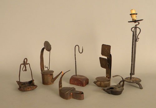 Group of tin and iron lighting.: Group of tin and iron lighting.
