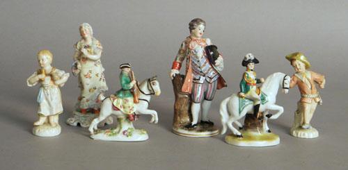 Two KPM figures together with 4 other porcelain f: Two KPM figures together with 4 other porcelain figures, 4 1/2'' h. - tallest.