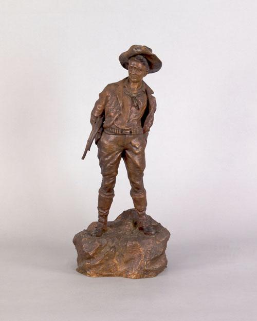 Carl Kauba (American, 1865-1922), patinated bronz: Carl Kauba (American, 1865-1922), patinated bronze figure of a cowboy, signed on base, 18 1/2'' h.