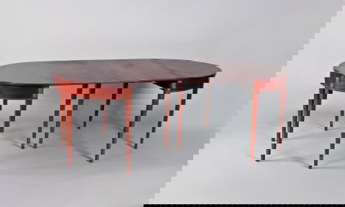 Hepplewhite mahogany two part dining table, ca. 1: Hepplewhite mahogany two part dining table, ca. 1800, 29'' h., 43 3/4'' w., 82'' d.