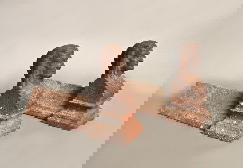 Pair of cast iron caryatid andirons, late 19th c.: Pair of cast iron caryatid andirons, late 19th c., 8'' h.