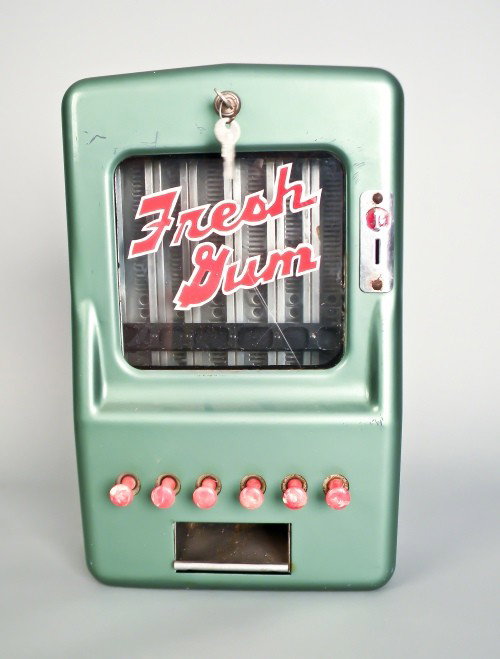 Fresh Gum vending machine, 8 1/4'' h., 11 1/2'' w.: Fresh Gum vending machine, 8 1/4'' h., 11 1/2'' w.