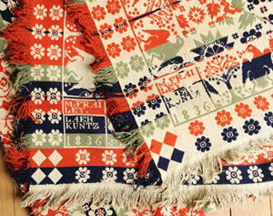 Pennsylvania jacquard coverlet, inscribed M. F: Pennsylvania jacquard coverlet, inscribed M. Frailey Laeh Kuntz 1836 with floral and star design with eagle border, 84'' x 96''.