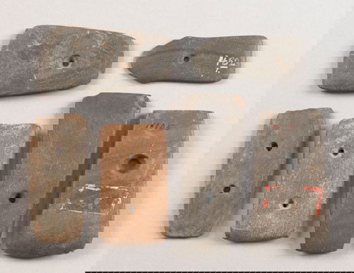 Six midwestern slate pendants/gorgets, longest: Six midwestern slate pendants/gorgets, longest - 4 5/8'' l.