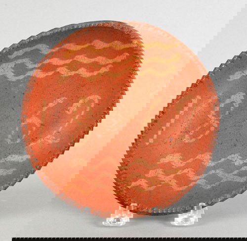 Pennsylvania redware pie plate dated 1862, 6 1/: Pennsylvania redware pie plate dated 1862, 6 1/2'' dia.