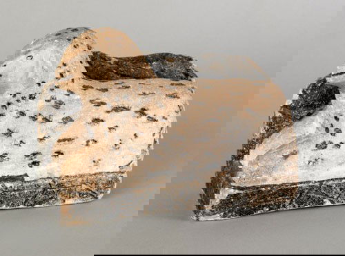 Carved and painted marble figure of a recumbent: Carved and painted marble figure of a recumbent lamb, 19th c., 6'' h., 8'' w.