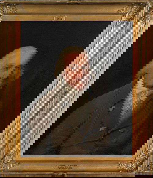 American oil on canvas portrait of Jacob Cox, D: American oil on canvas portrait of Jacob Cox, Director of the Insurance Company of North America, 1801-1831, 30'' x 25''.