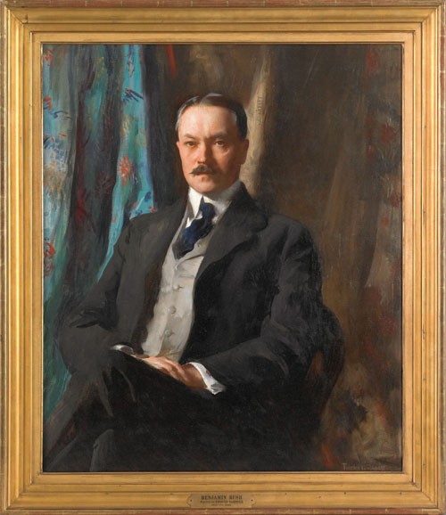 Edmund Charles Tarbell (American, 1862-1938), o: Edmund Charles Tarbell (American, 1862-1938), oil on canvas portrait of Benjamin Rush, tenth President, 1916-1939 and first Chairman of the Board, 1939-1948 of the Insurance Company of North America,