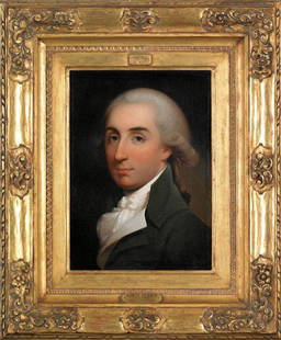 Attributed to Robert Field (American, 1769-1819): Attributed to Robert Field (American, 1769-1819), oil on canvas portrait of John Maxwell Nesbitt, First President and Director of the Insurance Company of North America, 1792-1796, 20 1/2'' x 14 1/2''