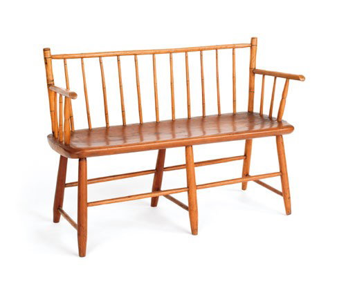 Child's rodback settee, 19th c., 29'' h., 40'' l.: Child's rodback settee, 19th c., 29'' h., 40'' l.