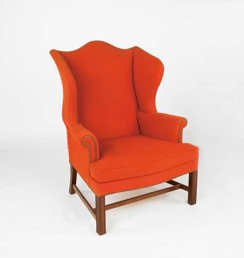 Kittinger Chippendale style wing chair.: Kittinger Chippendale style wing chair.