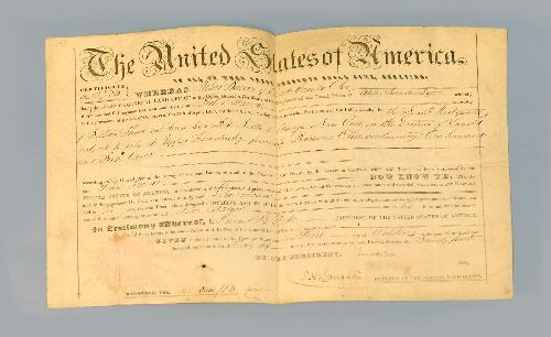 Printed land grant signed by James K. Polk dated: Printed land grant signed by James K. Polk dated October 1, 1846.