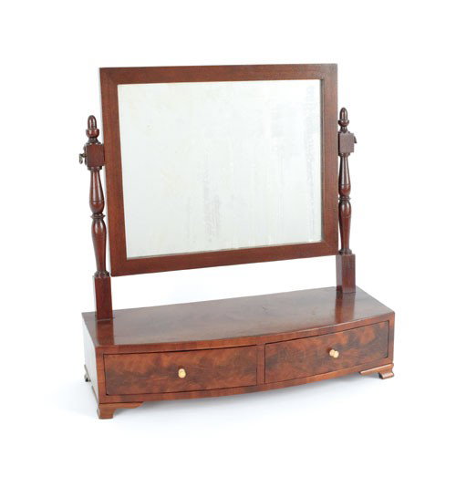 Hepplewhite mahogany shaving mirror, early 19th c: Hepplewhite mahogany shaving mirror, early 19th c., 19'' h., 18 1/2'' w.