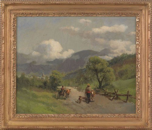 Hermann Herzog (American 1832-1932), oil on can: Hermann Herzog (American 1832-1932), oil on canvas landscape, unsigned, 14'' x 17 1/4''.