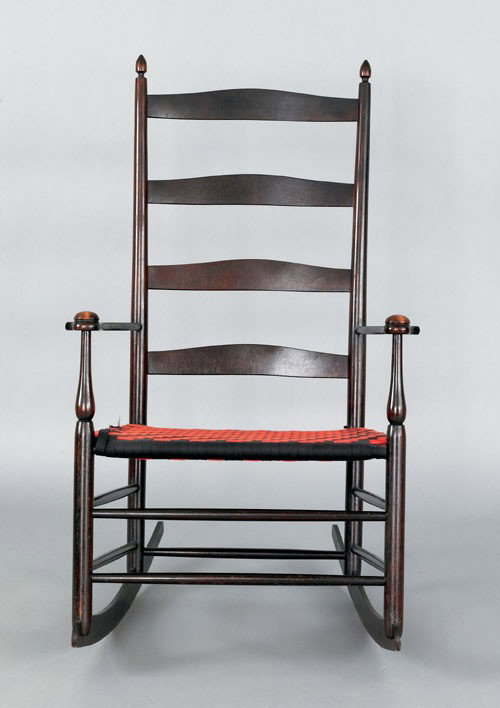 Mt. Lebanon, New York No. 7 ladderback rocking c: Mt. Lebanon, New York No. 7 ladderback rocking chair, 19th c., retaining an old dry surface.