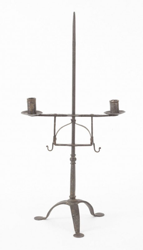 Wrought iron table top candlestand, 20th c., 23: Wrought iron table top candlestand, 20th c., 23'' h.