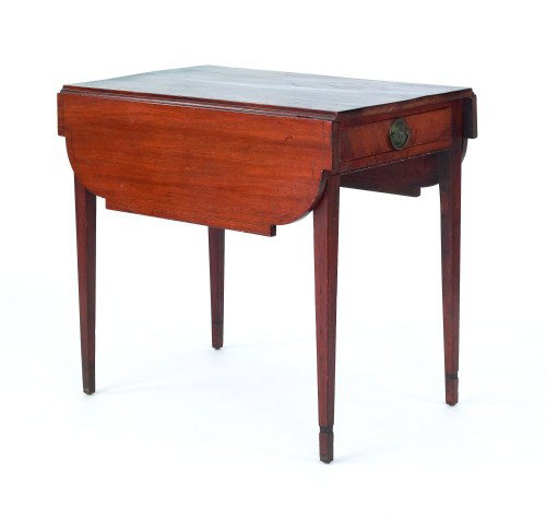 Pennsylvania Hepplewhite mahogany pembroke table,: Pennsylvania Hepplewhite mahogany pembroke table, ca. 1800, 29'' h., 21 1/2'' w., 31'' d.