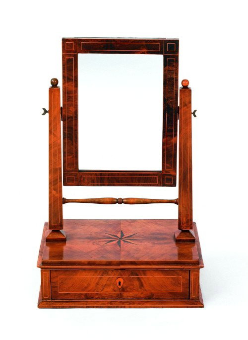 Biedermeier shaving mirror, ca. 1820, 26'' l., 16 : Biedermeier shaving mirror, ca. 1820, 26'' l., 16 1/2'' w.