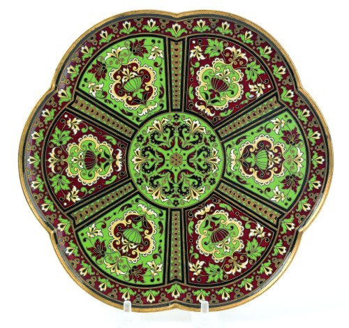 Enameled and champlevé tazza, ca. 1900, 1'' h., 9: Enameled and champlevé tazza, ca. 1900, 1'' h., 9 1/4'' w. Provenance: Pennsylvania educational institution.