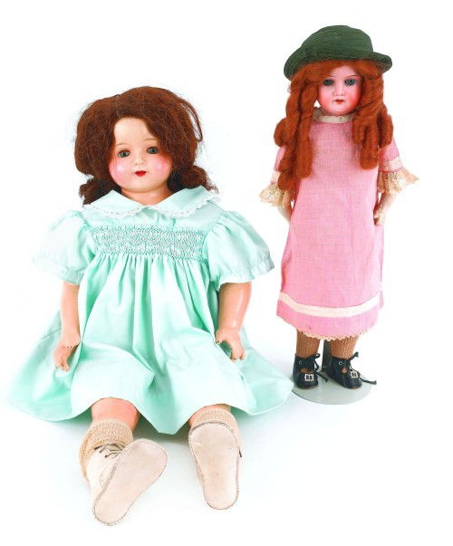 Effanbee Rosemary composition doll, 20th c., 28'': Effanbee Rosemary composition doll, 20th c., 28'' h., together with a bisque Armand Marseille, doll, 19th c., 19'' h.